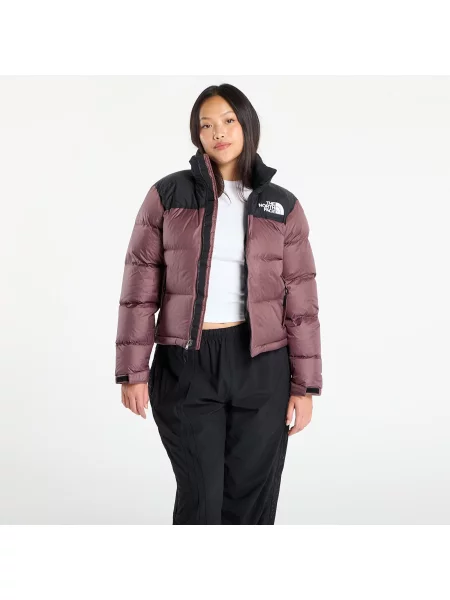 Пухено яке The North Face Retro Nuptse кафяво зимен модел виолетово