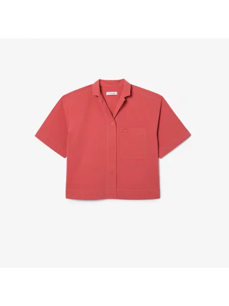 Lacoste Koszula Z Krótkim Rękawem Oversize różowa