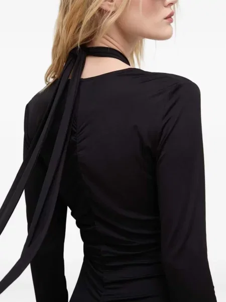 Rochie maxi Bruuns Bazaar cu gât halter lungă de costum negru