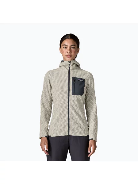 Bluză fleece pentru femei Patagonia R1 Air Full-Zip Hoody birch white alb
