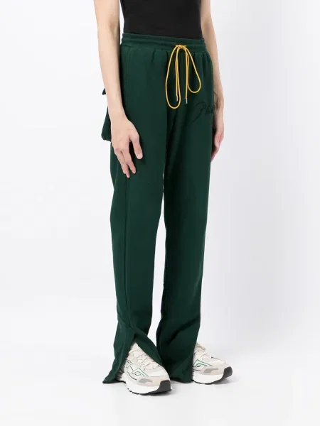 Pantaloni Rhude cu broderie alergare verde