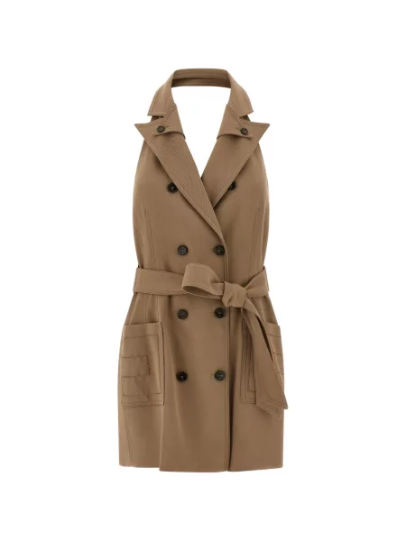 Mała sukienka mini Elisabetta Franchi dwurzędowa garniturowa brązowa