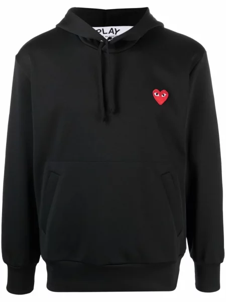 Pulover Comme Des Garcons Play cu imagine cu motiv cu inimi negru
