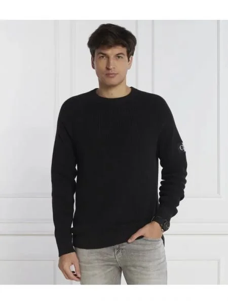 Calvin Klein Jeans Kötött pulóver BADGE EASY fekete