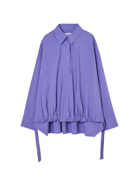 Tricou polo Psophia cu volane asimetric violet
