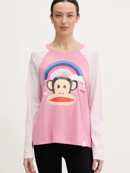 United Colors of Benetton longsleeve piżamowy z różowa