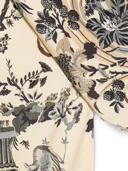 Fular Etro cu model floral cu imagine maro