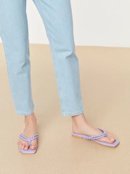 Papuci de casă Trendyol fără toc gri