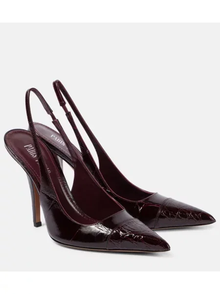 Pantofi cu toc Paris Texas din piele slingback bordo