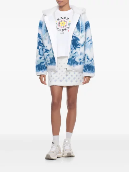 Fustă Casablanca cu model floral alb