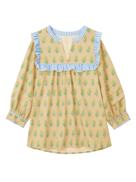 Imily Bela Bluză galben / kaki / verde deschis alb