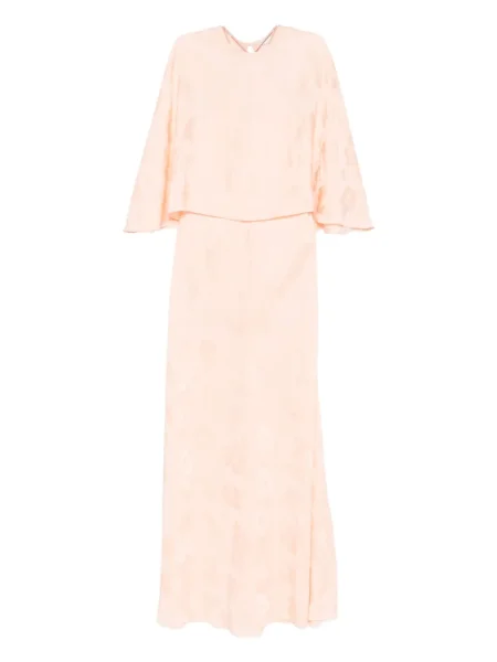 Rochie maxi Forte_forte cu model floral de costum roz