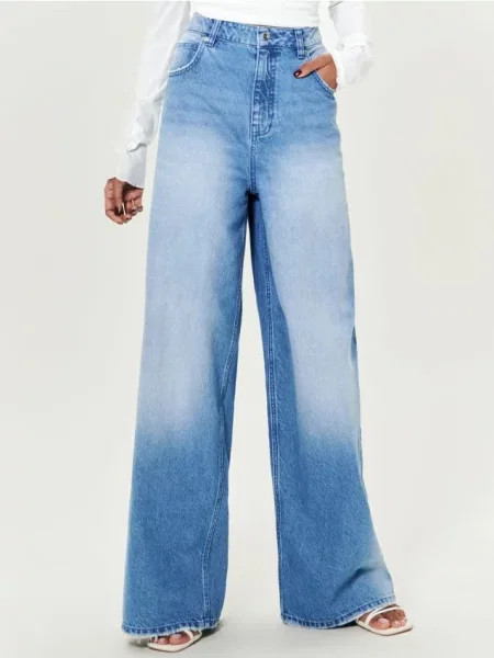 Джинси wide leg синій