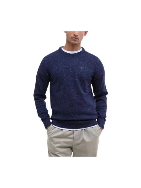 Barbour sweter wełniany granatowy ciepły niebieski