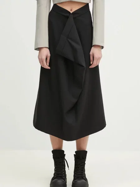 Kenzo fustă de lână midi evazati negru