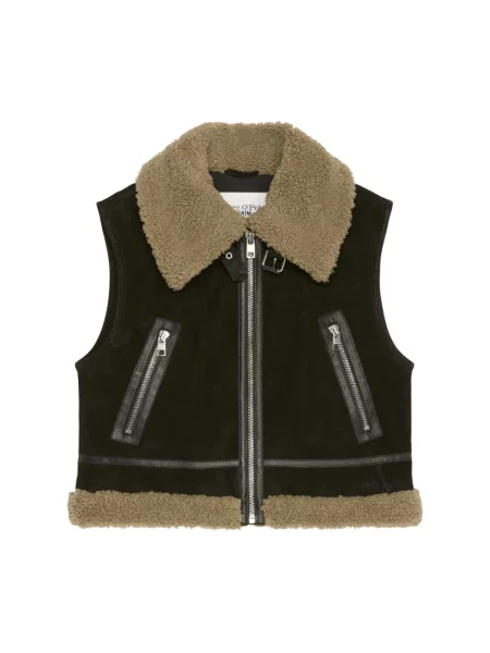 Kamizelka skórzana z bocznymi zapinanymi na błyskawiczny Marc O'polo czarna