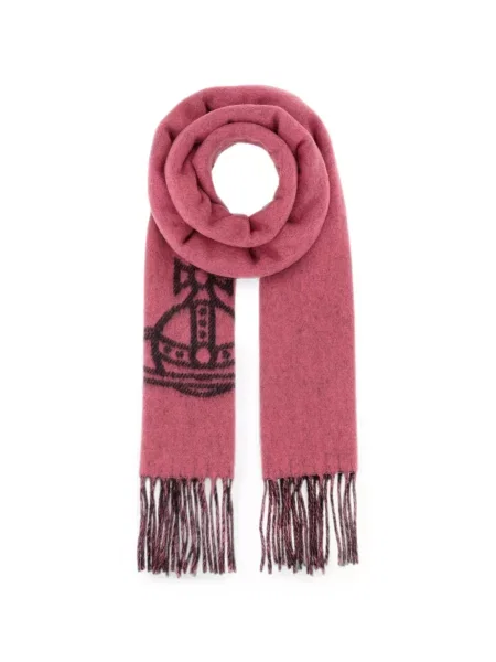 Fular Vivienne Westwood cu franjuri roz