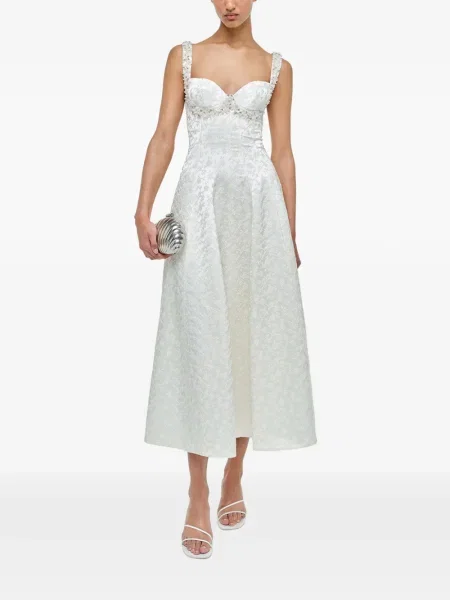 Virágos jacquard midi ruha Simkhai fehér