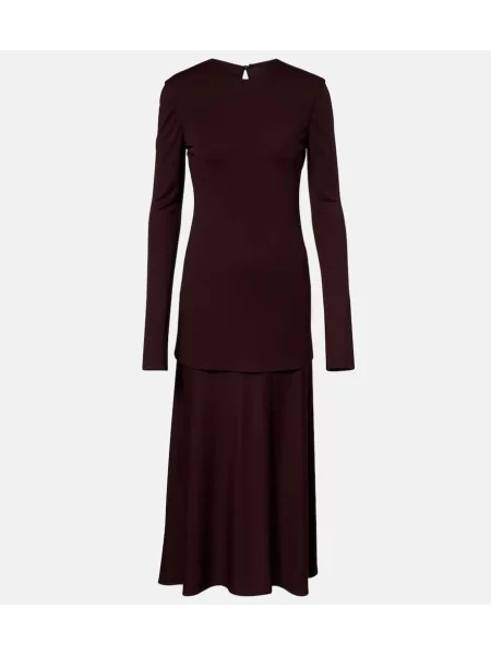 Rochie maxi Jil Sander din jerseu de costum bordo