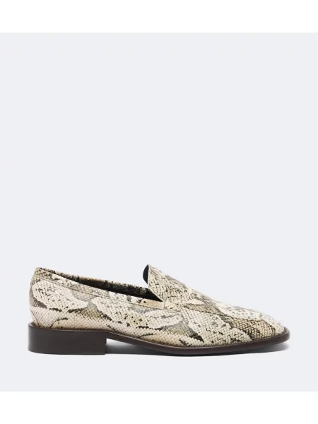 Bőr kígyómintás loafer Acne Studios bézs