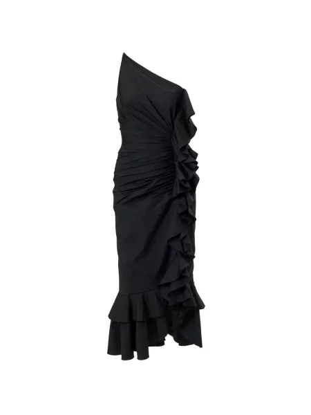 Rochie midi Carolina Herrera cu volane asimetrică de costum negru