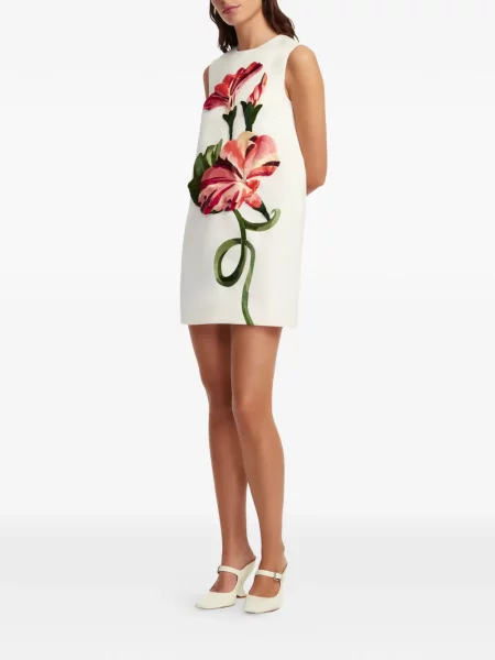 Rochie mini Leo Lin cu model floral de costum mini alb