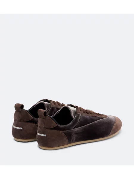 Sneakerși Jil Sander din piele de căprioară maro