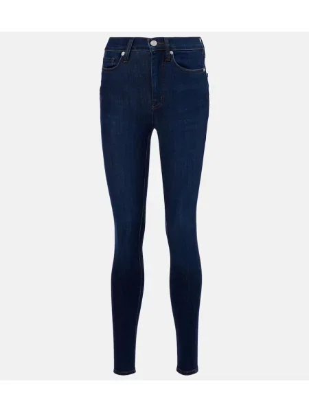 Jeansy skinny Frame z wysoką talią niebieskie