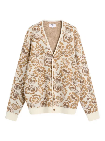 Sweter Wax London w kwiatki żakardowy brązowy