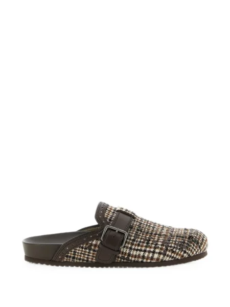 Papuci tip mules Brunello Cucinelli cu paiete cu model pepito maro