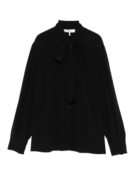 Hedvábný s límcem top Chloé s mašlí černý