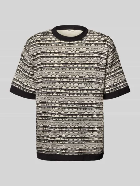 T-shirt z fakturowanym wzorem model ‘Rocco’ Redefined Rebel czarna