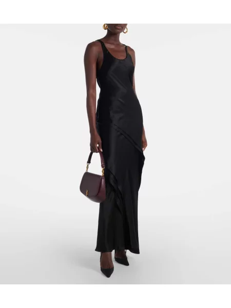 Rochie Saint Laurent din satin de costum negru