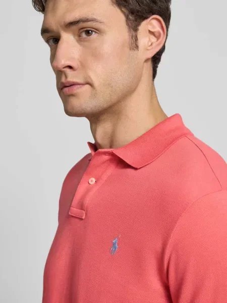 Koszulka polo o kroju slim fit z czystej bawełny Polo Ralph Lauren czerwona
