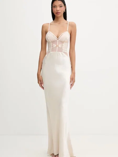 Elisabetta Franchi De satin rochie bej