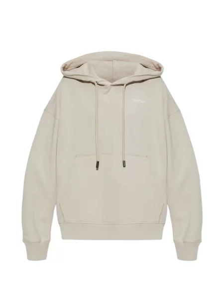 Hanorac cu glugă Off-white cu imagine cu cordon alb