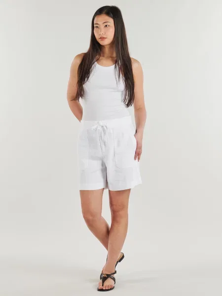 Ľanové šortky Lauren Ralph Lauren biela