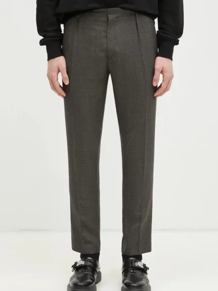 Paul Smith pantaloni de lână cu fason chinos verde