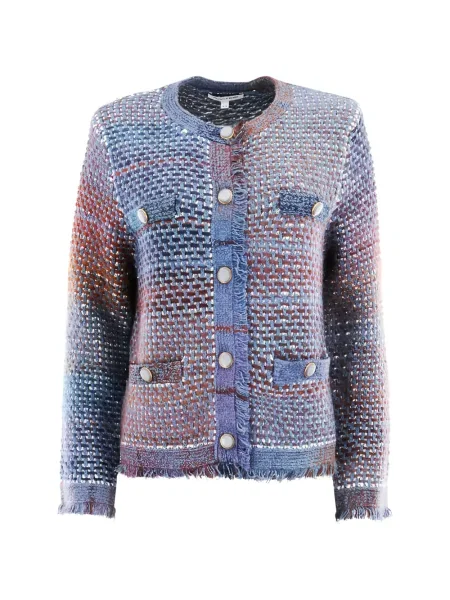 Geacă Veronica Beard cu franjuri albastru