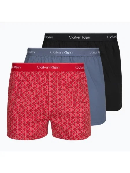 Boxeri pentru bărbați Calvin Klein Boxer Slim black/prep emblem goji berry/grisai negru
