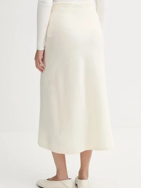 Vlněná sukně Calvin Klein midi áčková béžová