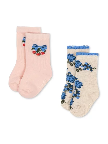 Konges Sløjd ponožky 2 PACK FLOWER AND CHERRY JACQUARD SOCKS
