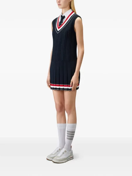Rochie mini Thom Browne cu dungi de costum albastru