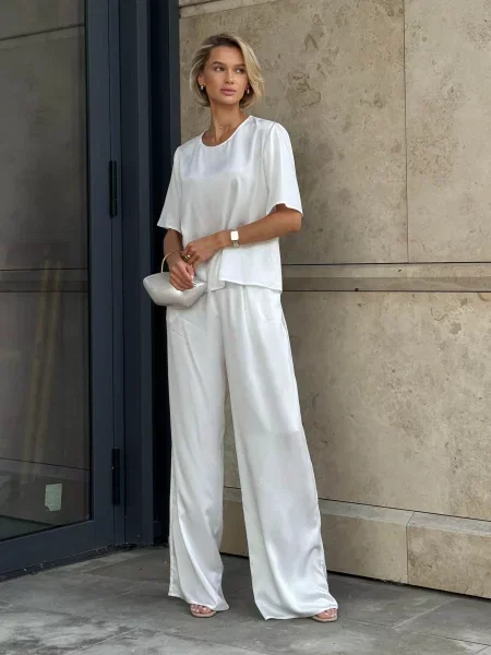 Jadone Fashion Штани палаццо Vir_bilyy Поліестер/еластан білий