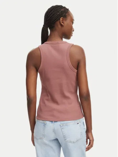 Tílko Calvin Klein Jeans Sl Baby Rib Logo Crew Tank Sierra Brown L hnědé