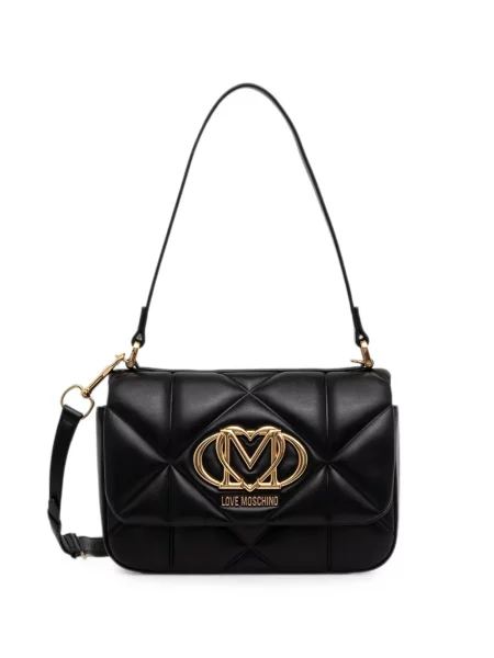 Matlasat geantă Love Moschino cu autograf negru