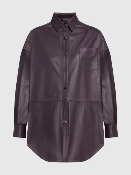 Кожаная рубашка Simonetta Ravizza фиолетовая