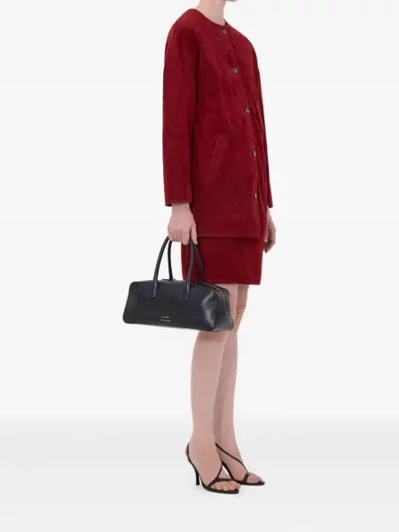 Palton Loulou De Saison din piele de căprioară roșu