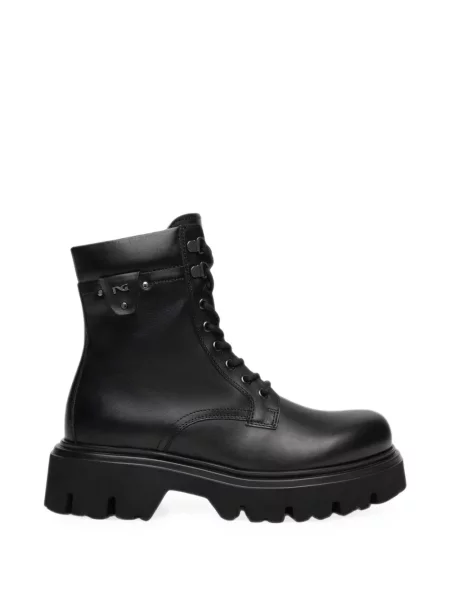 Botine Nero Giardini cu șireturi din dantelă negru