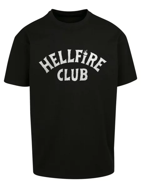 Merchcode Tričko Stranger Things Hellfire Club světle šedá černá